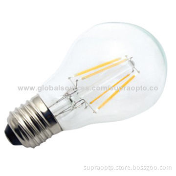 LED filament bulb, 4W/6W, 100-120lm/W, all glass, no plastic replaces incandescent light